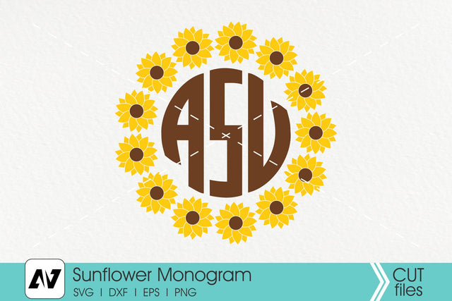 Sunflower Monogram Svg, Sunflower Svg SVG Pinoyart Kreatib 