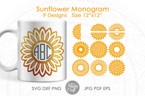 Sunflower Monogram SVG SVG Artisan Craft SVG 