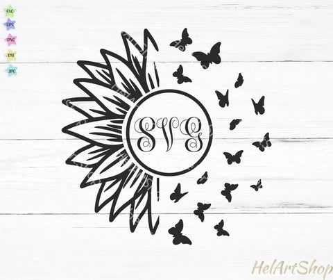 Sunflower monogram svg SVG _HelArtShop_ 