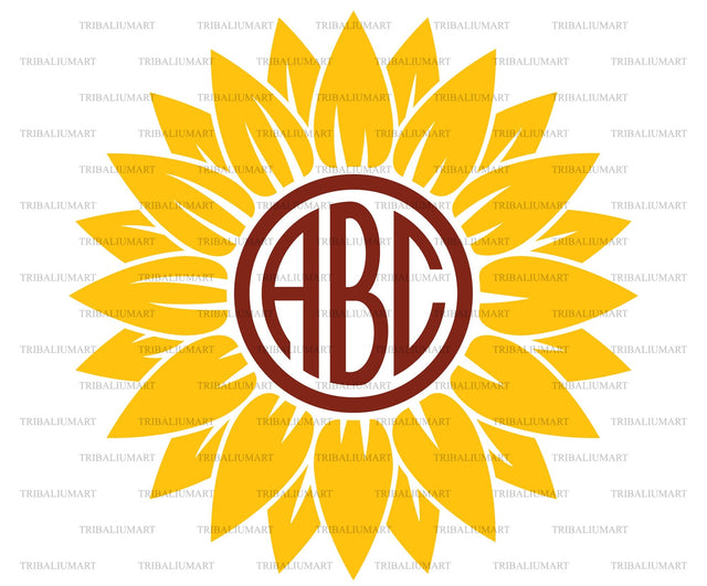 Sunflower monogram SVG TribaliumArtSF 