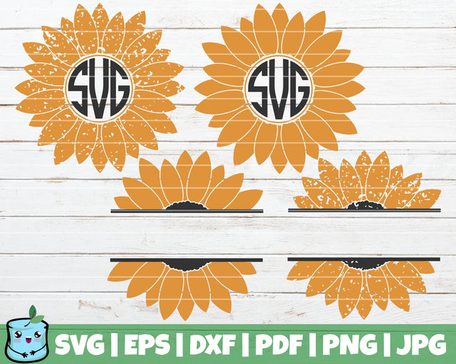 Sunflower Monograms SVG MintyMarshmallows 