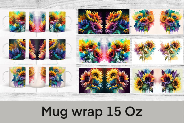 Sunflower mug bundle | Mug sublimation wrap 15 Oz Sublimation Svetana Studio 