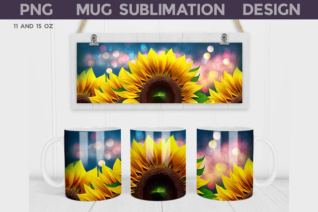 Sunflower Mug Sublimation Design | Summer Mug Sublimation WatercolorColorDream 