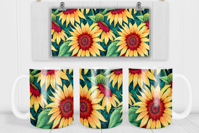 Sunflower mug sublimation design | Sunflower mug wrap Sublimation Svetana Studio 