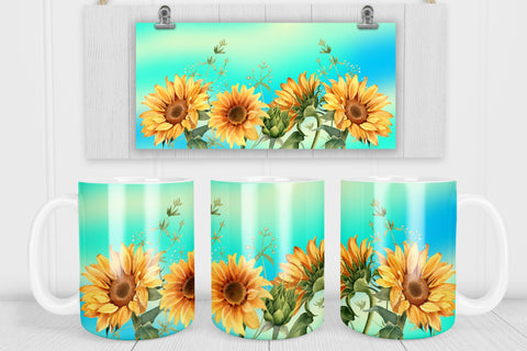 Sunflower mug sublimation | Mug sublimation wrap Sublimation Svetana Studio 