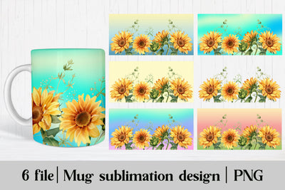 Sunflower mug sublimation | Mug sublimation wrap Sublimation Svetana Studio 