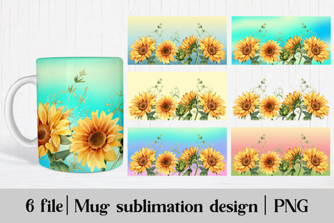 Sunflower mug sublimation | Mug sublimation wrap Sublimation Svetana Studio 