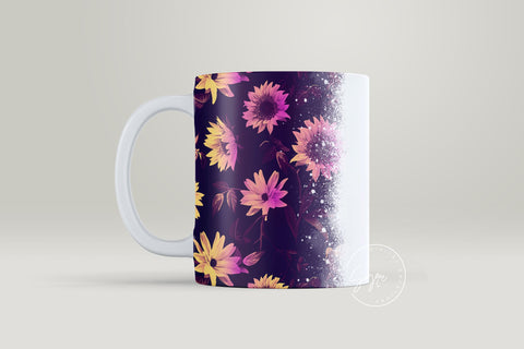 Sunflower Mug Wrap, Add Your Name Mug Design, Flower Sublimation Wrap, 11 & 15  Oz Mug Cricut Press Sublimation Wrap, Mug Gift Idea, mug png - So Fontsy