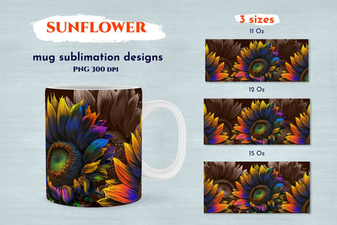 Sunflower mug wrap. Mug sublimation design. PNG Sublimation Angelina Semenova 