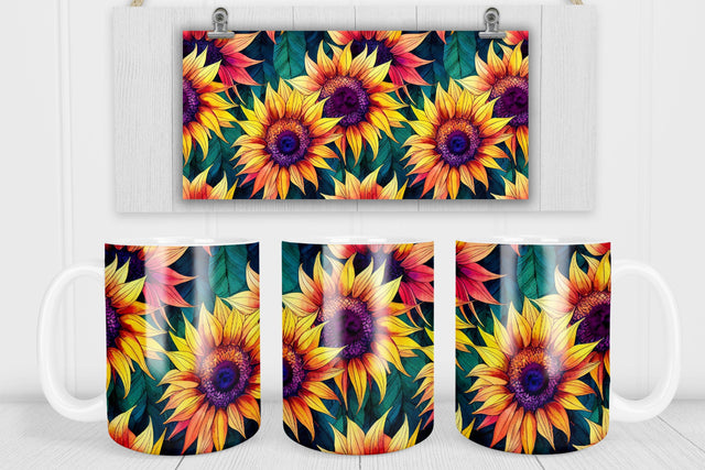 Sunflower mug wrap | Sunflower mug template Sublimation Svetana Studio 