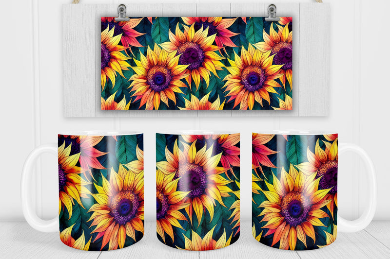 Sunflower mug wrap | Sunflower mug template Sublimation Svetana Studio 