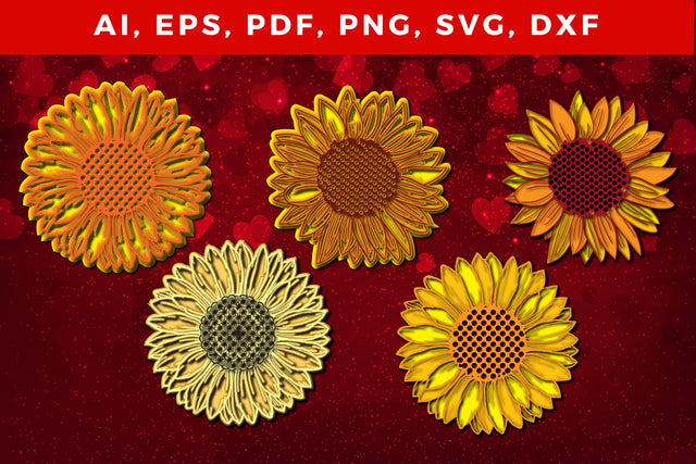 Sunflower multi-layer design bundle SVG SVG MD JOYNAL ABDIN 