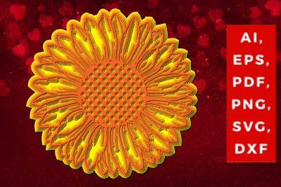 Sunflower multi-layer laser-cut SVG SVG MD JOYNAL ABDIN 