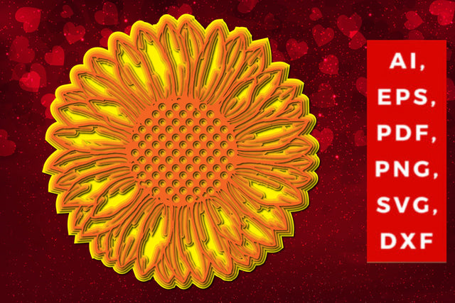 Sunflower multi-layer laser-cut SVG SVG MD JOYNAL ABDIN 