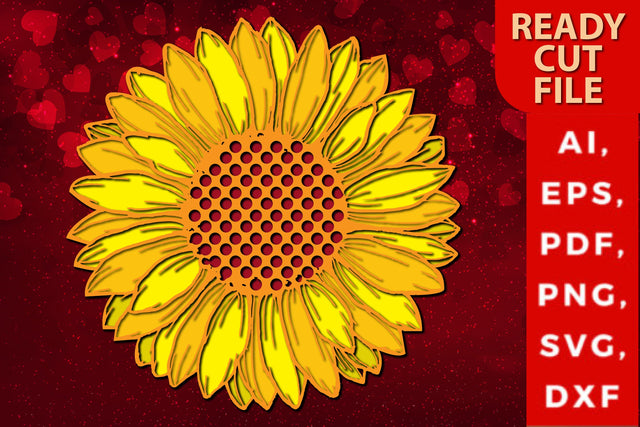 Sunflower multi-layer laser-cut SVG SVG MD JOYNAL ABDIN 