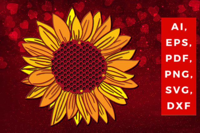 Sunflower multi-layer laser-cut SVG SVG MD JOYNAL ABDIN 