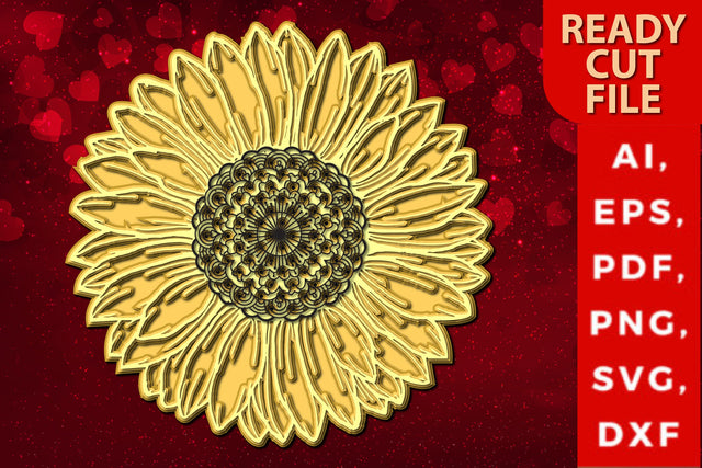 Sunflower multi-layer laser-cut SVG SVG MD JOYNAL ABDIN 