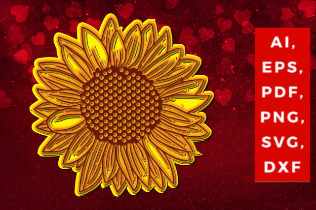 Sunflower multi-layer laser-cut SVG SVG MD JOYNAL ABDIN 
