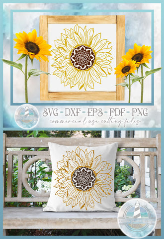Sunflower Outline SVG | Flower svg | Floral SVG SVG Harbor Grace Designs 