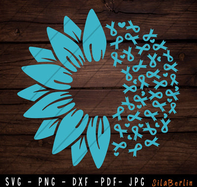 Sunflower Ovarian Cancer SVG, Ovarian Cancer svg, PTSD Awareness Svg, Teal Ribbon Svg, Ovarian Cancer Warrior png, Svg cut file circuit SVG SilaBerlin 