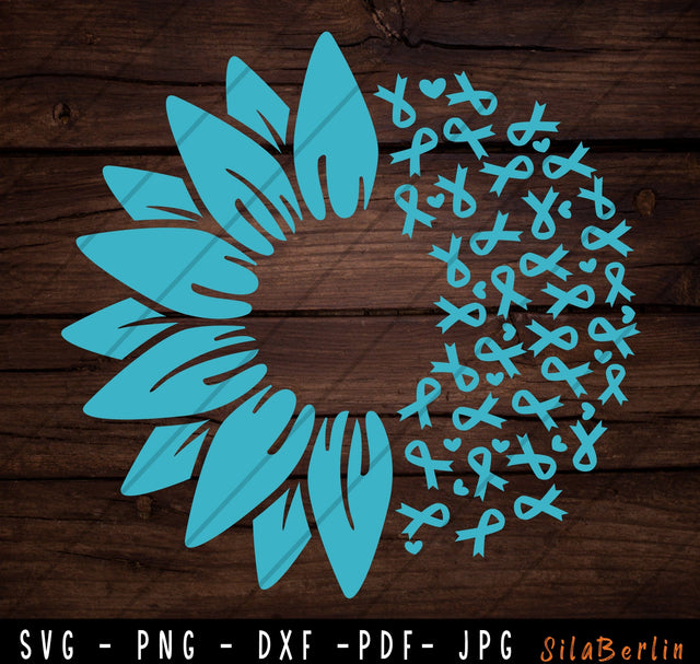 Sunflower Ovarian Cancer SVG, Ovarian Cancer svg, PTSD Awareness Svg, Teal Ribbon Svg, Ovarian Cancer Warrior png, Svg cut file circuit SVG SilaBerlin 