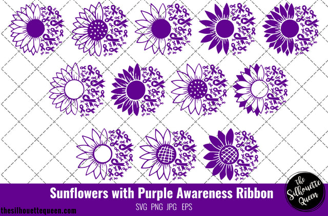 Sunflower Pancreatic Cancer Purple Ribbon SVG,Pancreatic Cancer Awareness Svg, Cricut files, Svg cut file to use Cricut SVG Loveleen Kaur 