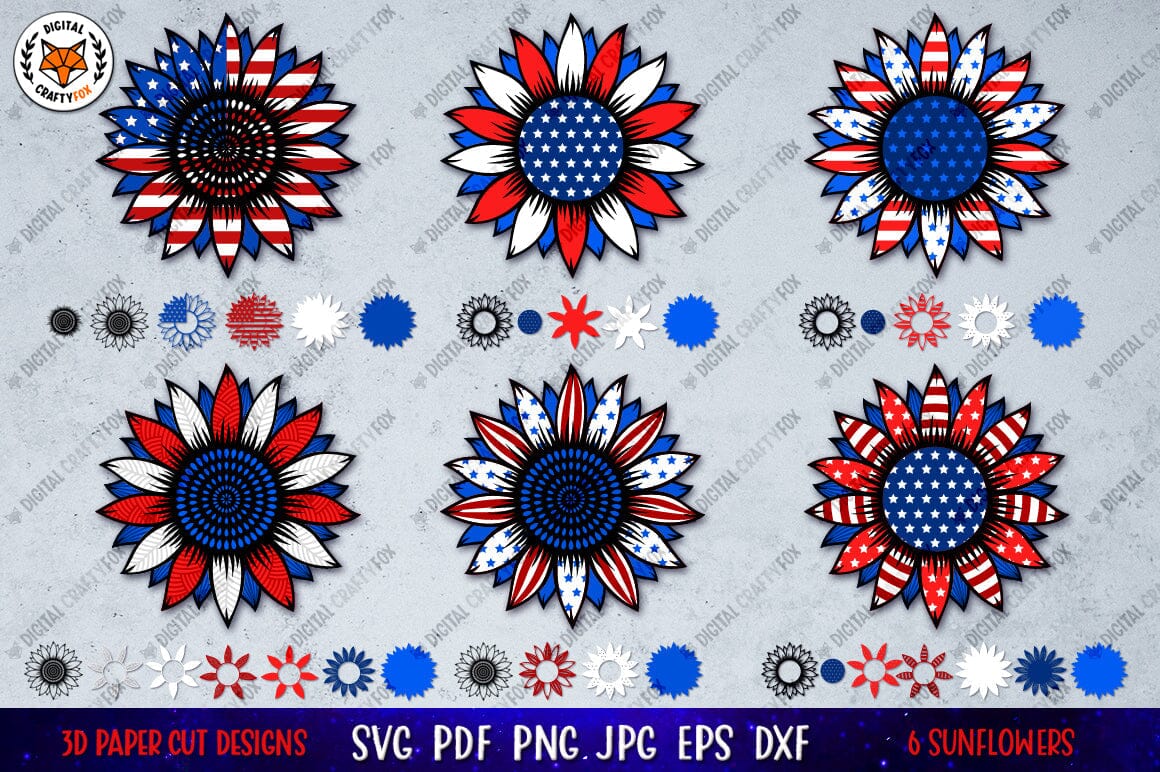 Patriotic Sunflower SVG, Patriotic Monogram