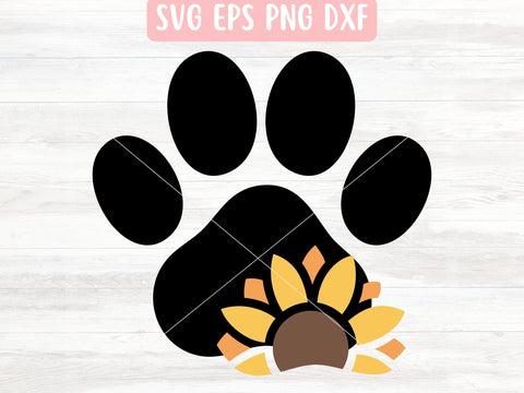 Sunflower Paw Print SVG File for Cricut or Silhouette SVG Apple Grove Designs 