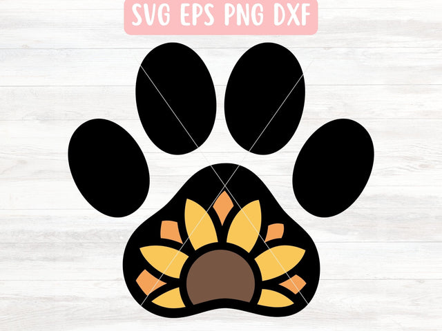 Sunflower Paw Print SVG File for Cricut or Silhouette SVG Apple Grove Designs 