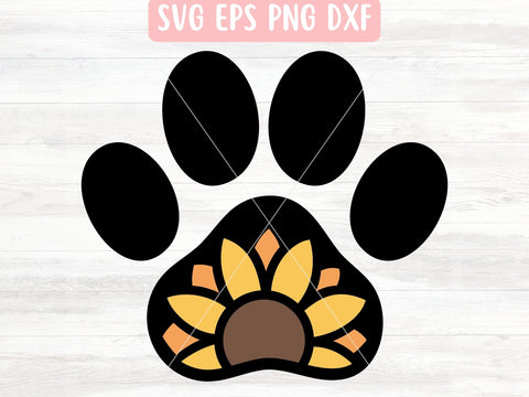 Sunflower Paw Print SVG File for Cricut or Silhouette SVG Apple Grove Designs 