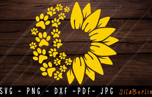 Sunflower Paw Print SVG, Sunflower SVG, Paw Sunflower svg, Dog Paw svg SVG SilaBerlin 