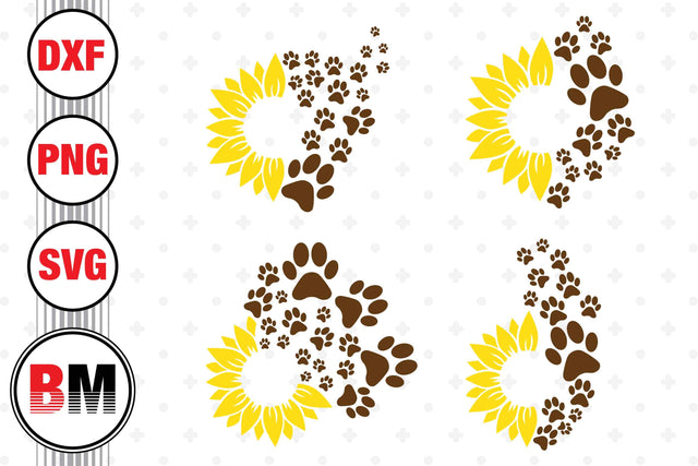Sunflower Paw SVG, PNG, DXF Files SVG BMDesign 