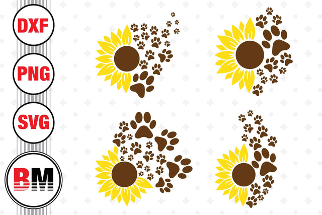 Sunflower Paw SVG, PNG, DXF Files SVG BMDesign 