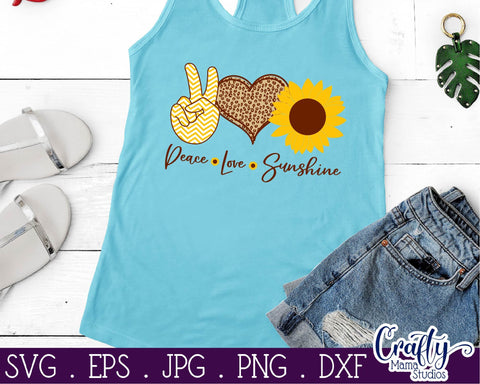 Sunflower, Peace Love Sunshine SVG Crafty Mama Studios 