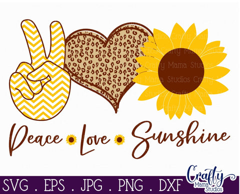 Sunflower, Peace Love Sunshine SVG Crafty Mama Studios 