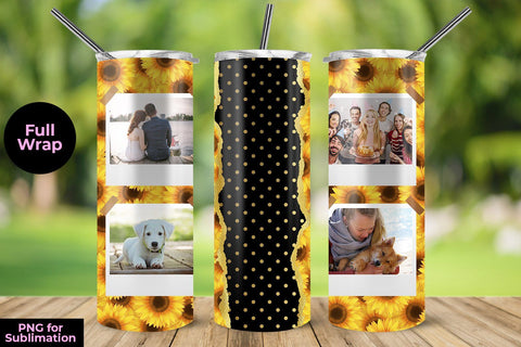 Sunflower Photo 20oz Skinny Tumbler Wrap Template for Sublimation Sublimation Sublimatiz Designs 