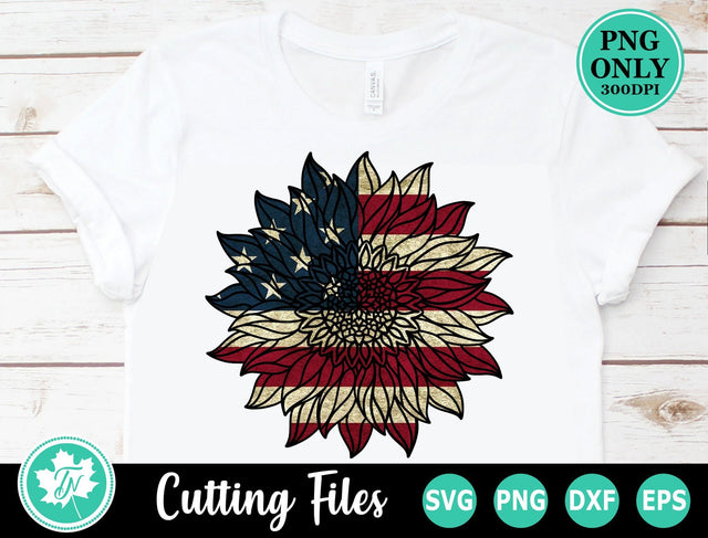 Sunflower PNG | American Flag PNG | PNG for Sublimation Sublimation TrueNorthImagesCA 