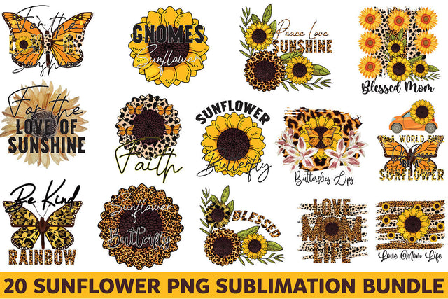 Sunflower PNG Sublimation Bundle Sublimation Rupkotha 