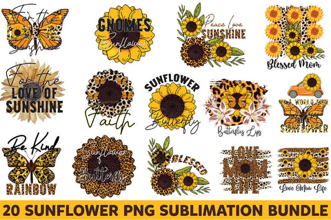 Sunflower PNG Sublimation Bundle Sublimation Rupkotha 