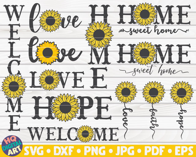 Sunflower Porch Signs Bundle SVG | 10 designs SVG HQDigitalArt 