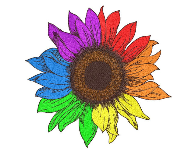Sunflower Pride Rainbow Embroidery Design, 4 sizes Embroidery/Applique DESIGNS Nino Nadaraia 