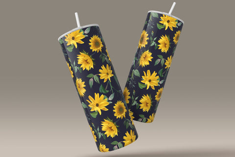 Sunflower Print Tumbler PNG, Sunflower Sublimation Design, 20 oz Skinny Tumbler, Sunflowers Tumbler Wrap, Waterslide PNG, Digital Download Sublimation Syre Digital Creations 