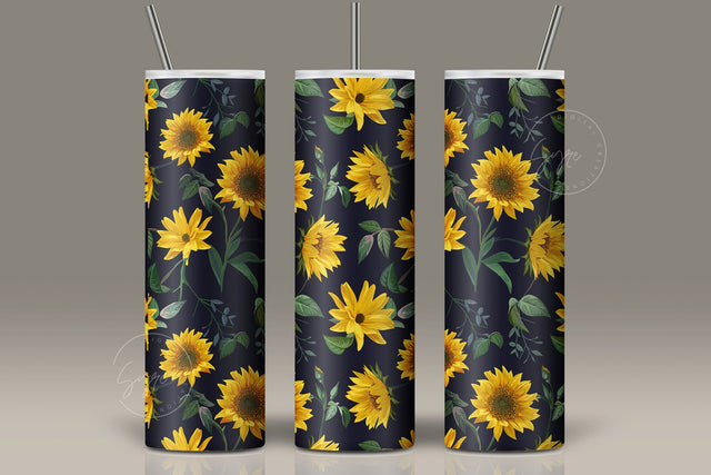 Sunflower Print Tumbler PNG, Sunflower Sublimation Design, 20 oz Skinny Tumbler, Sunflowers Tumbler Wrap, Waterslide PNG, Digital Download Sublimation Syre Digital Creations 