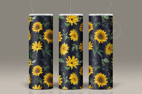 Sunflower Print Tumbler PNG, Sunflower Sublimation Design, 20 oz Skinny Tumbler, Sunflowers Tumbler Wrap, Waterslide PNG, Digital Download Sublimation Syre Digital Creations 