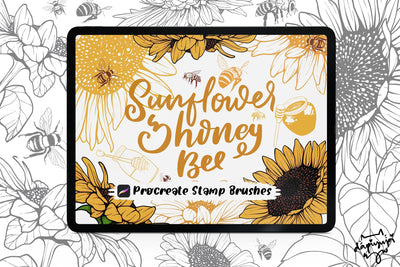 Sunflower Procreate Stamp Brushes SVG dapiyupi store 