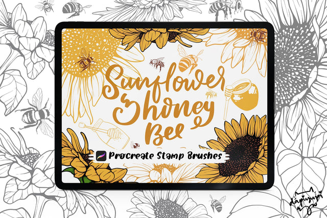 Sunflower Procreate Stamp Brushes SVG dapiyupi store 