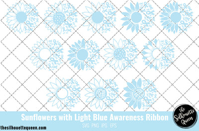 Sunflower Prostrate Cancer Light Blue Ribbon SVG,Prostrate Cancer Awareness Svg, Cricut files, Svg cut file to use Cricut SVG Loveleen Kaur 