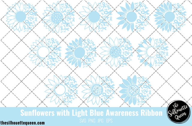 Sunflower Prostrate Cancer Light Blue Ribbon SVG,Prostrate Cancer Awareness Svg, Cricut files, Svg cut file to use Cricut SVG Loveleen Kaur 