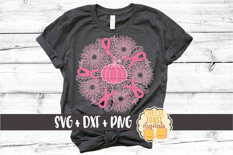 Sunflower Pumpkin Breast Cancer Ribbon Mandala SVG PNG DXF Cut Files SVG Cheese Toast Digitals 