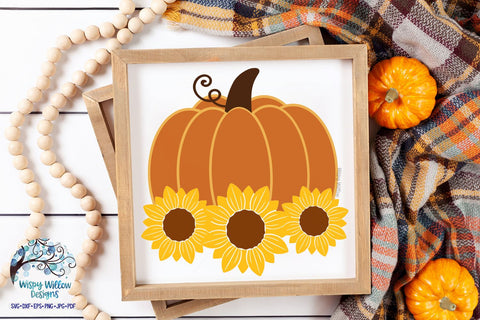 Sunflower Pumpkin SVG Bundle SVG Wispy Willow Designs 